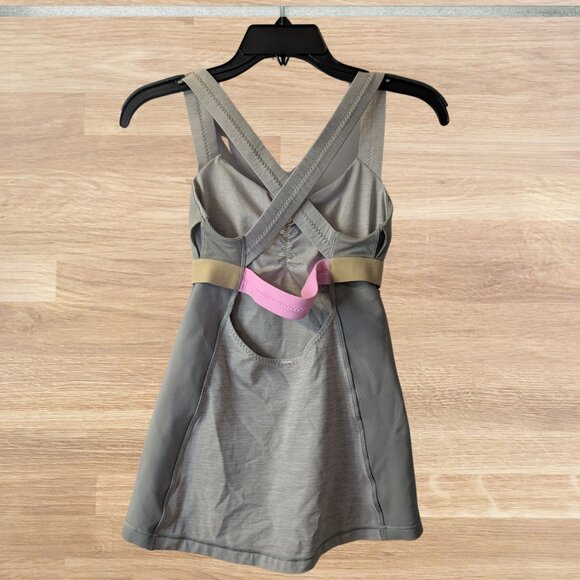 Lululemon Core Kicker Slim-Fitting Tank Top Heather Gray Pink Wide Straps Cross - Picture 10 of 16